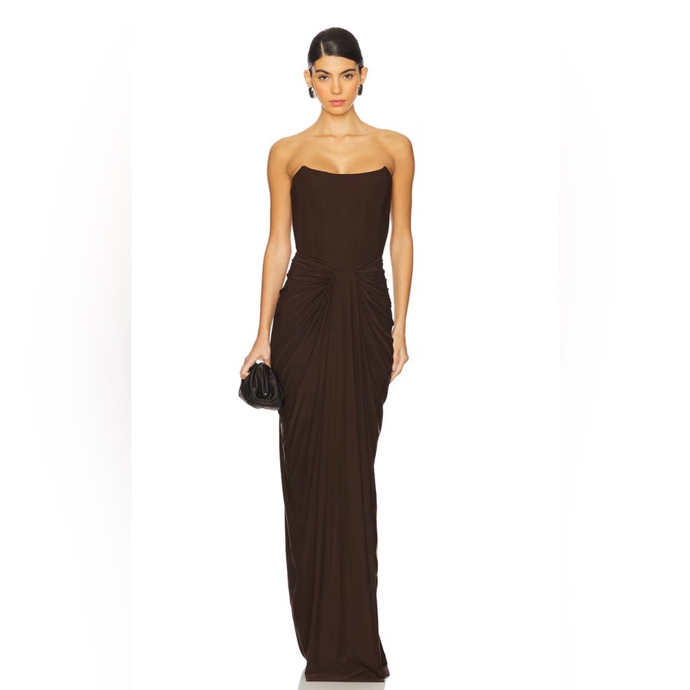 Strapless Chocolate Brown Evening Gown